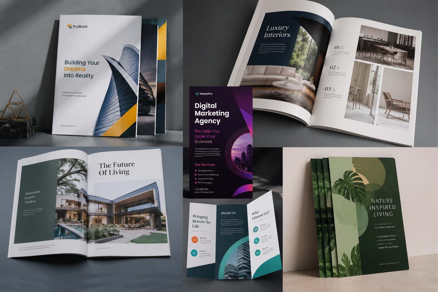 Print brochure and catalogue design set