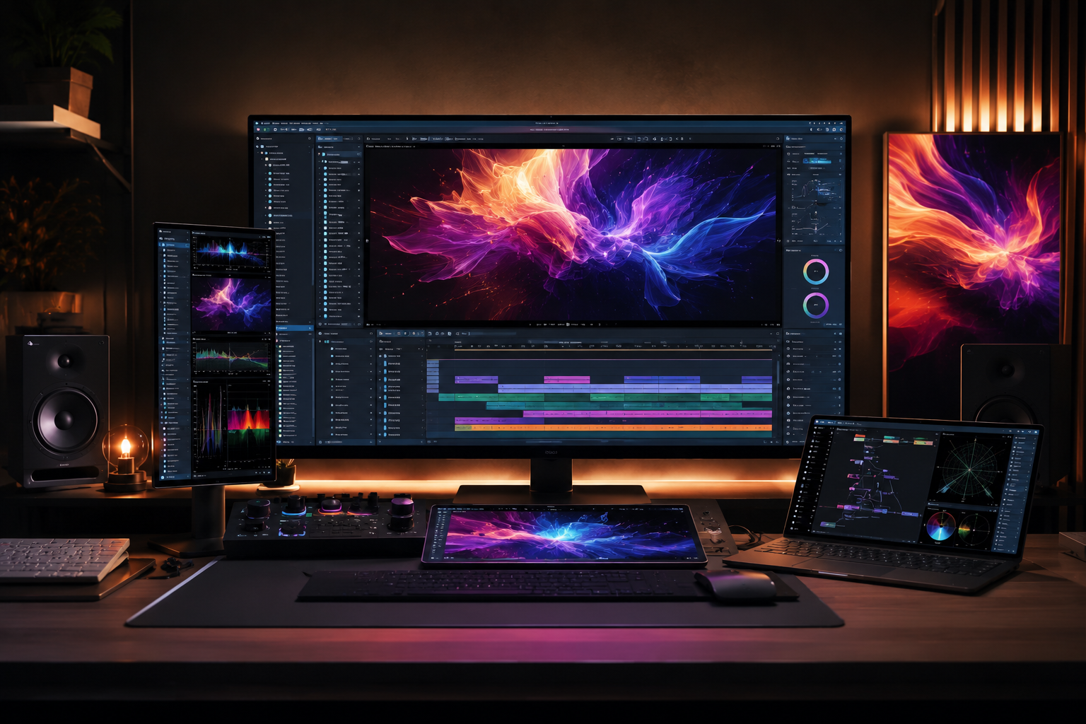AI video editing and motion graphics production timeline